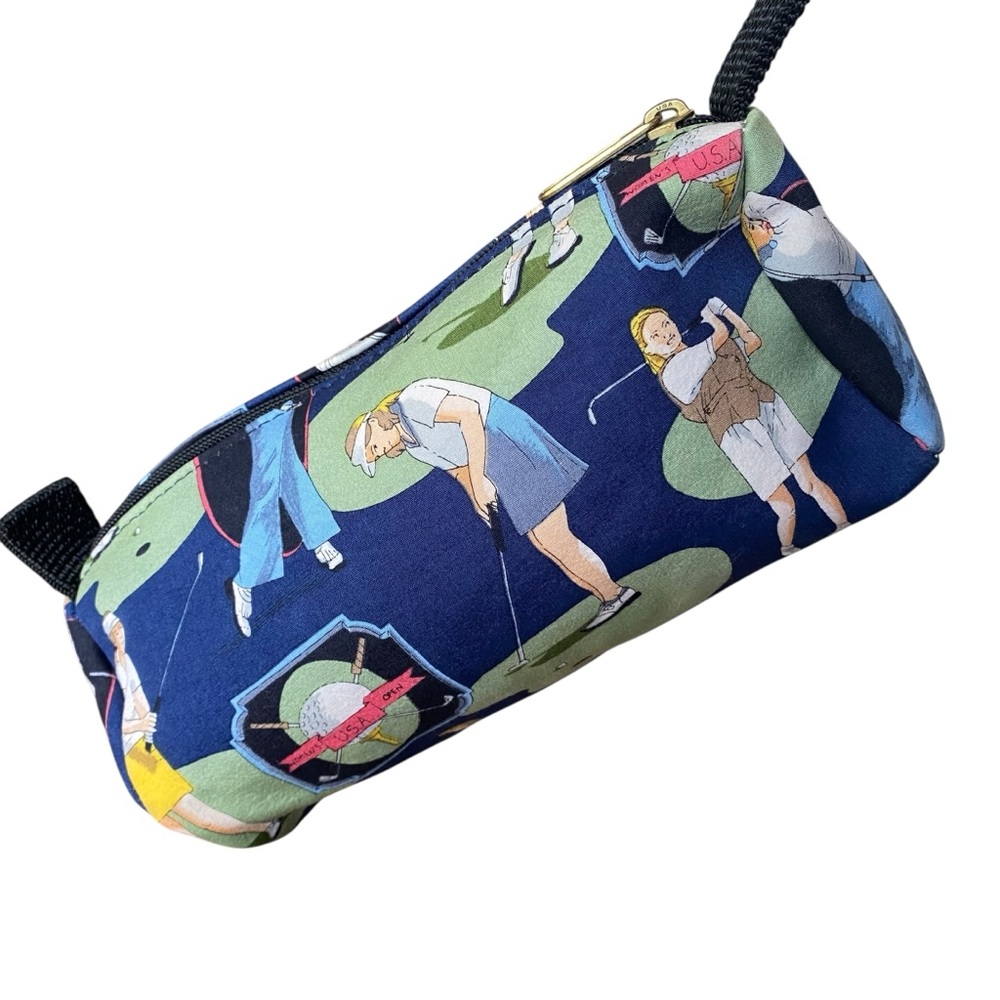 Vintage Canvas Golf Valuables Pouch Ladies USA Open Graphic Print AOP YKK Zip